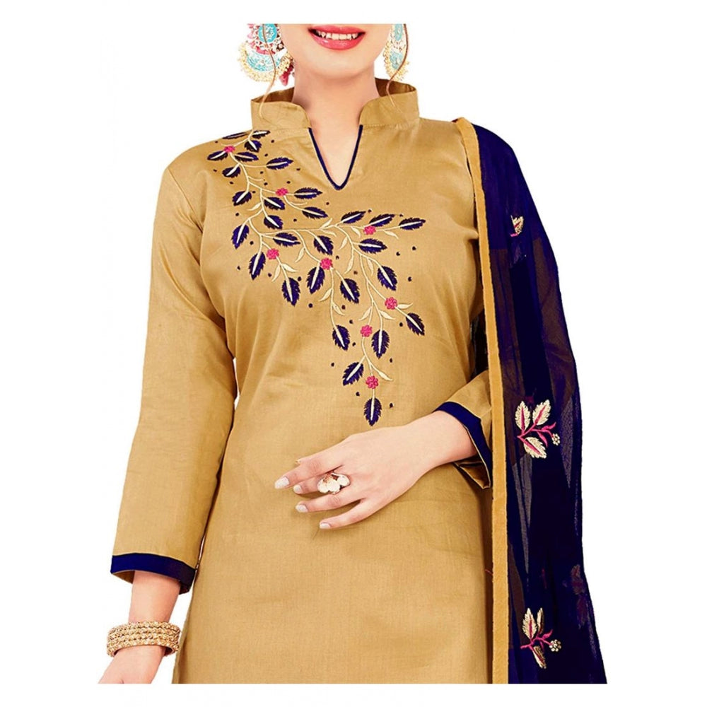 Amfyn Women's Glaze Cotton Unstitched Salwar-Suit Material With Dupatta (Beige, 2 Mtr)