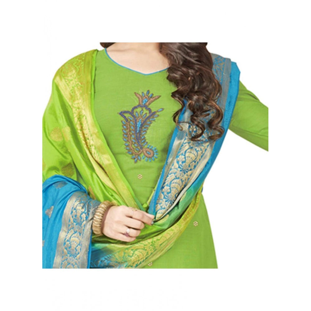 Amfyn Women's South Slub Cotton Unstitched Salwar-Suit Material With Dupatta (Green, 2 Mtr)