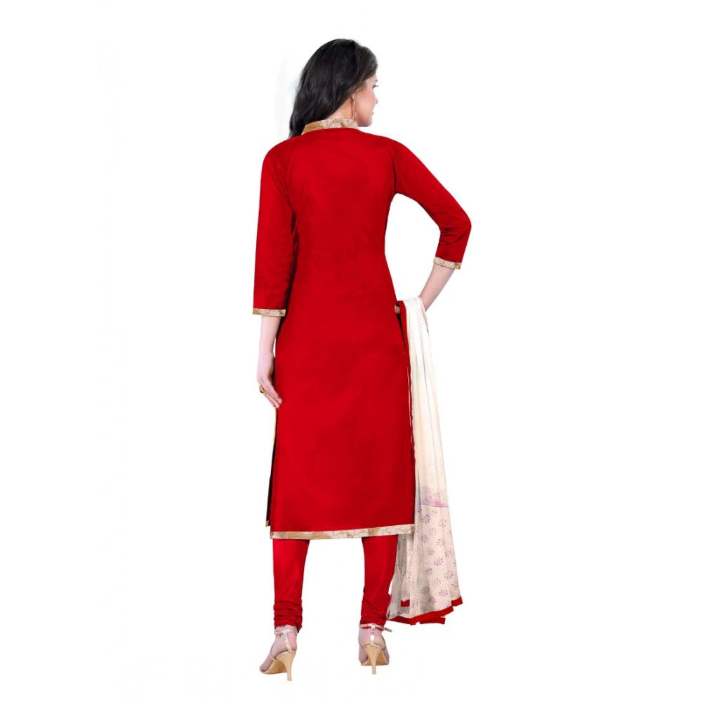 Amfyn Women's Cotton Unstitched Salwar-Suit Material With Dupatta (Red, 2.20 Mtr)