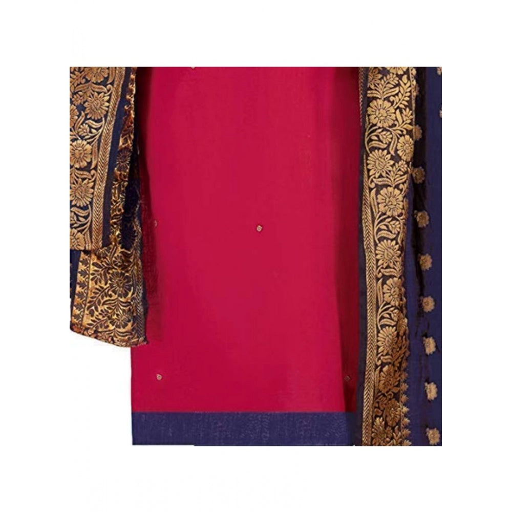Amfyn Women's Slub Cotton Unstitched Salwar-Suit Material With Dupatta (Magenta, 2 Mtr)