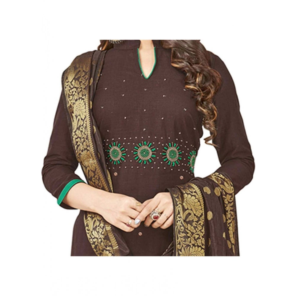 Amfyn Women's South Slub Cotton Unstitched Salwar-Suit Material With Dupatta (Brown, 2 Mtr)