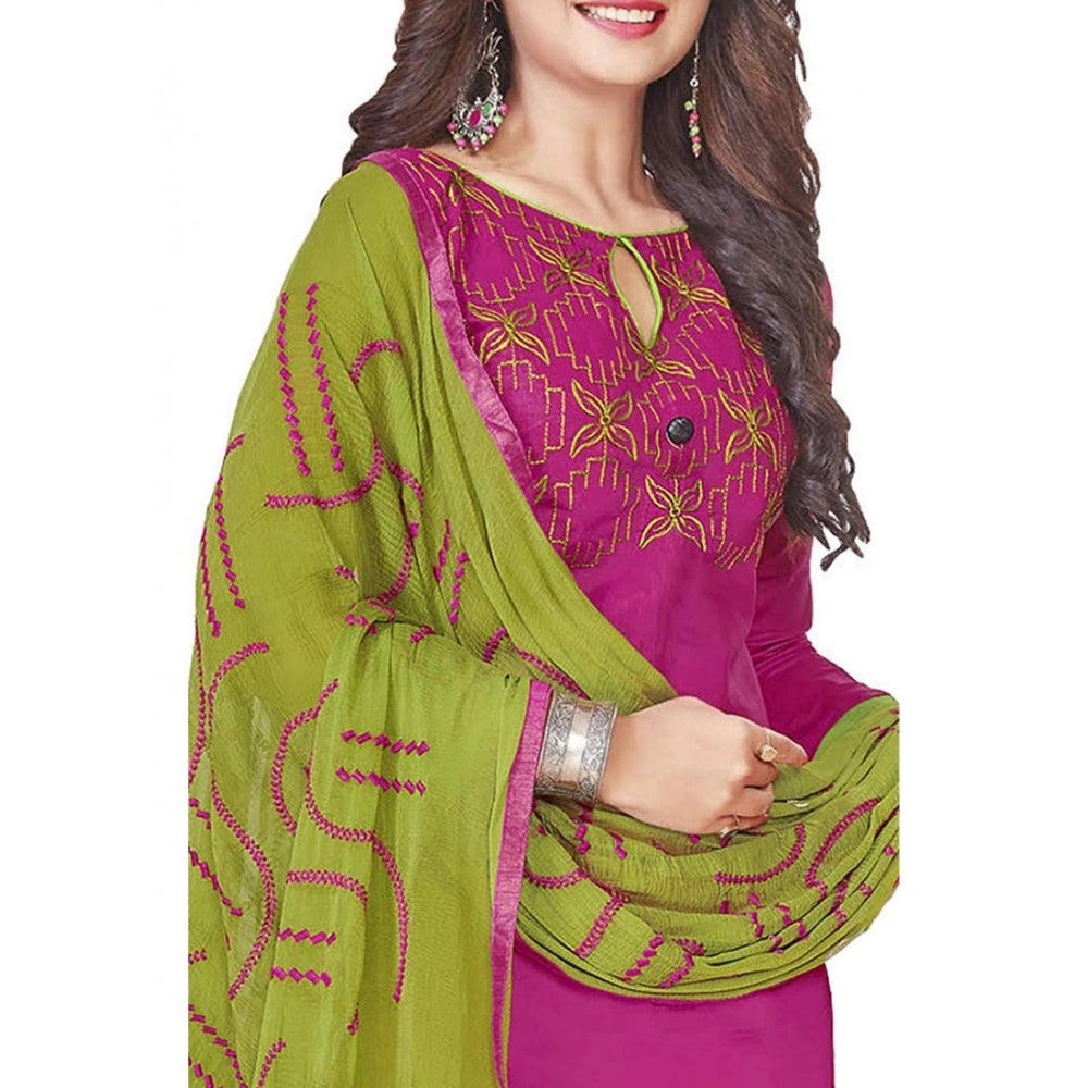 Amfyn Women's Glaze Cotton Unstitched Salwar-Suit Material With Dupatta (Pink, 2 Mtr)