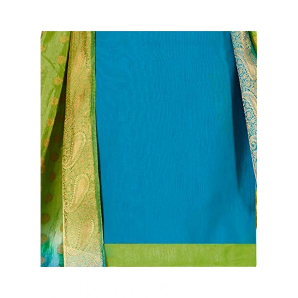 Amfyn Women's Slub Cotton Unstitched Salwar-Suit Material With Dupatta (Sky Blue, 2 Mtr)