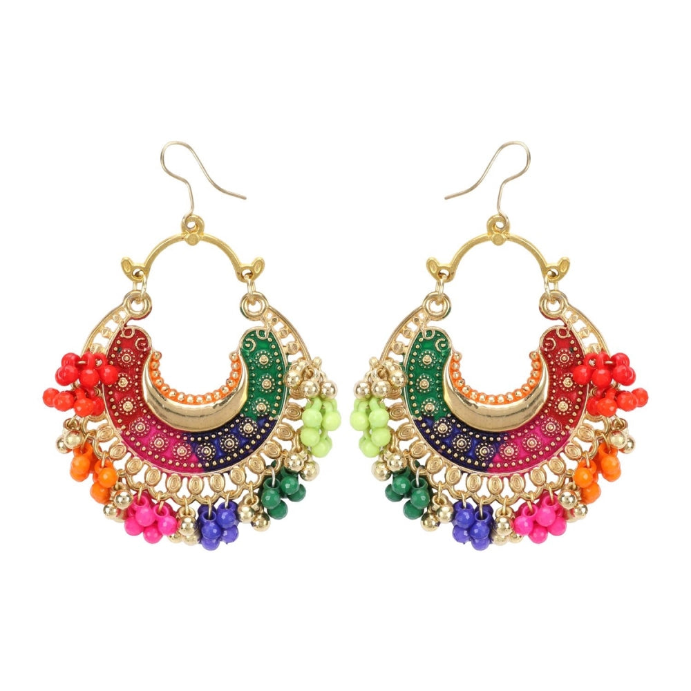 Fashion Women's Oxidized Silver plated Hook Dangler Hanging Earrings-Multi