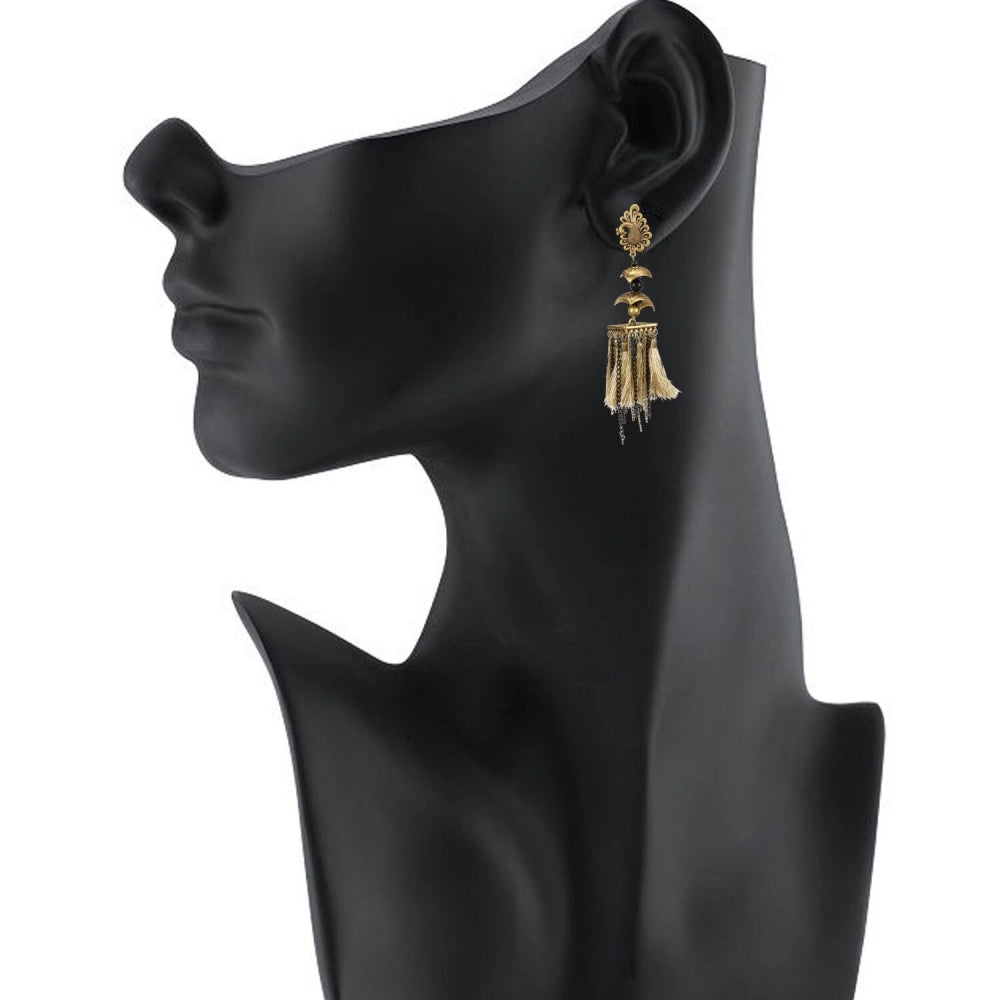 Fashion Women's Alloy, Gold plated Hook Dangler Hanging Earrings-Golden