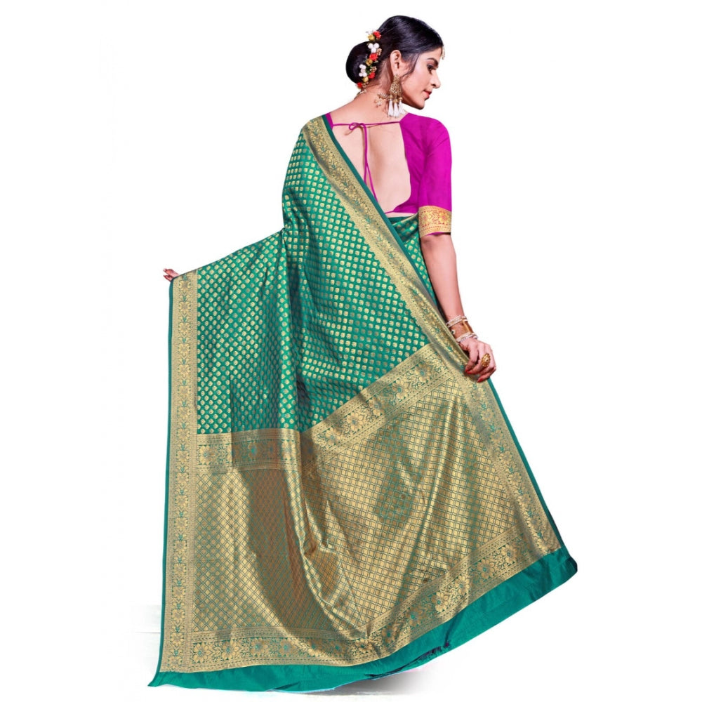Amfyn Women's Banarasi silk Saree with Blouse (Multi, 5-6mtr)