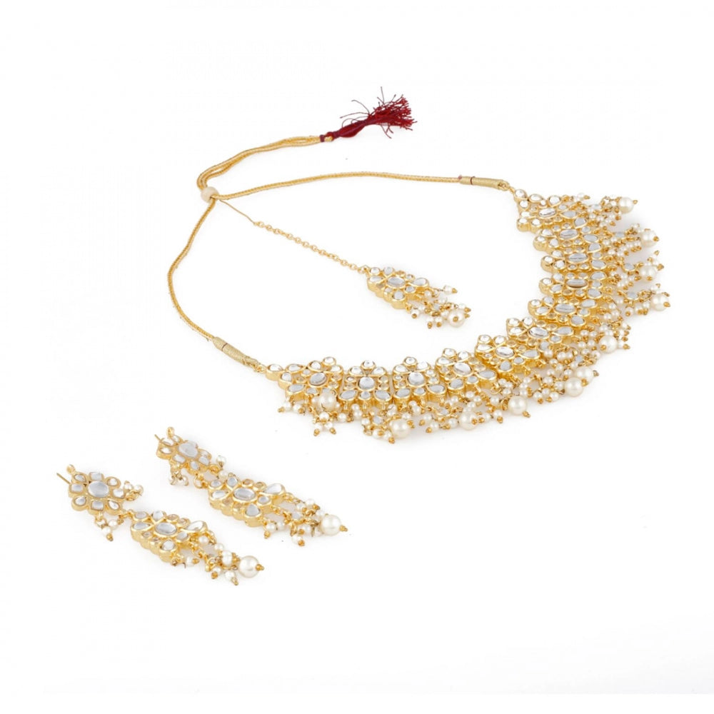 Designer High-Grade Kundan Necklace Set with Earrings and Maang Tikka
