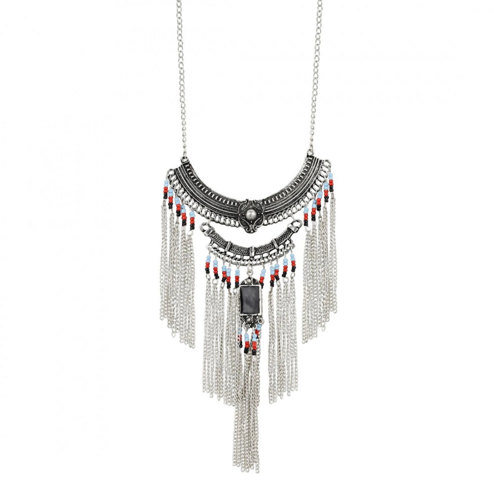Oxidized Silver Designer Statement Necklace