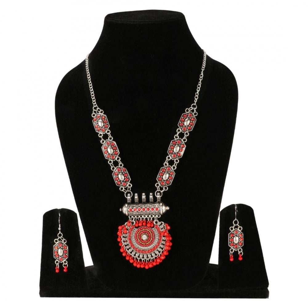 Designer Afgani German Silver Oxidized Necklace Set with Earrings