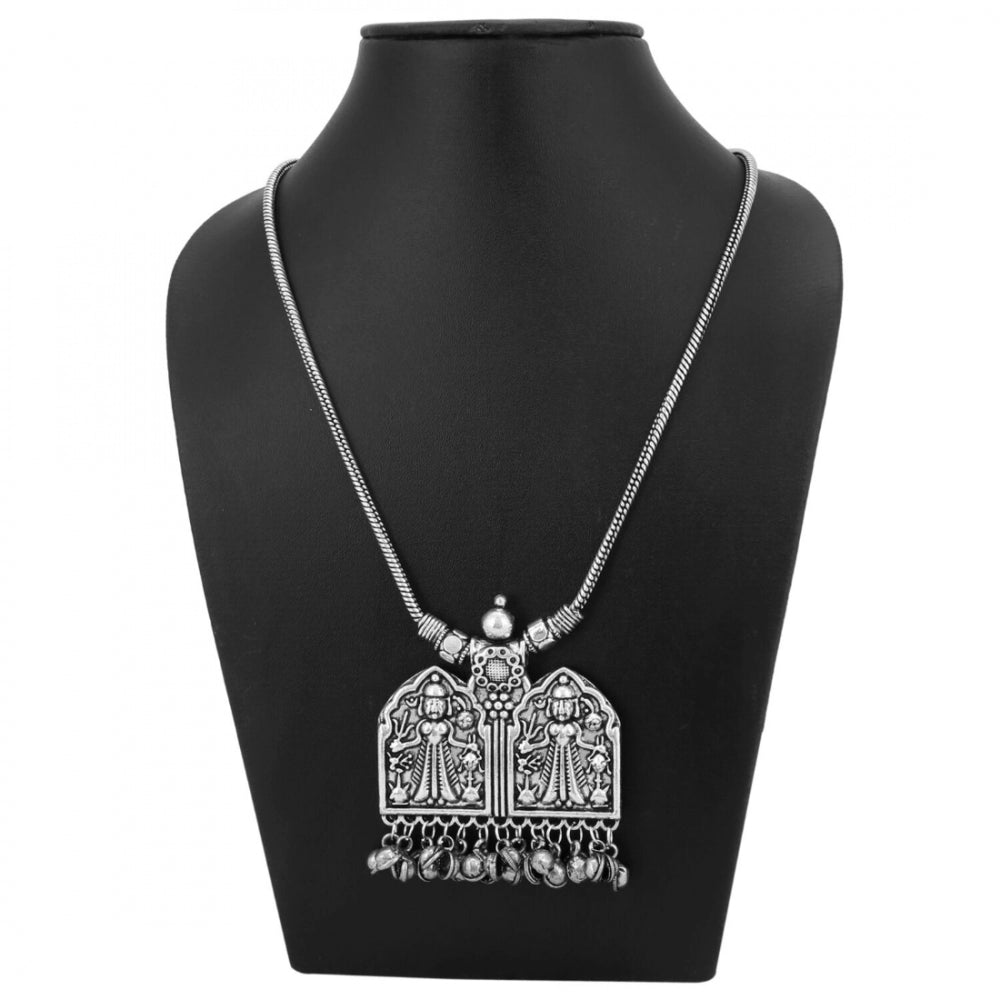 Designer God Engraved Oxidized German Silver Necklace