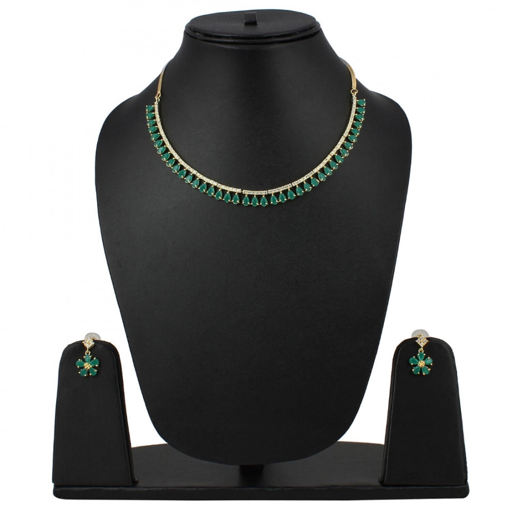 Designer Diamond Gold Plated Necklace Set with Earrings