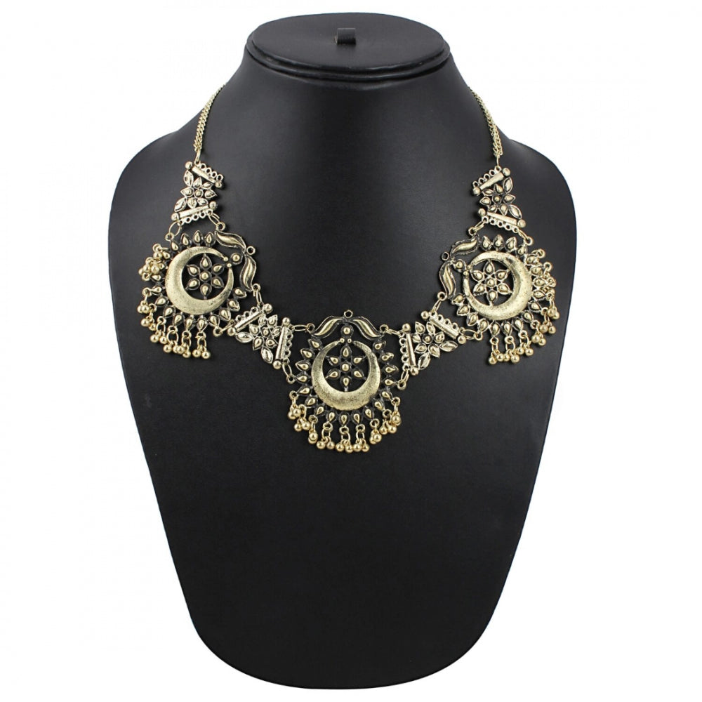High Finished Oxidized Golden Designer Tribal Necklace