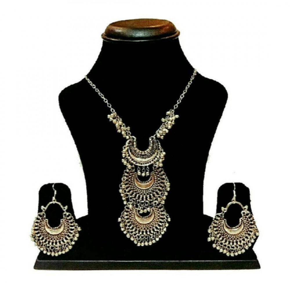 Oxidized Silver Boho Necklace Set