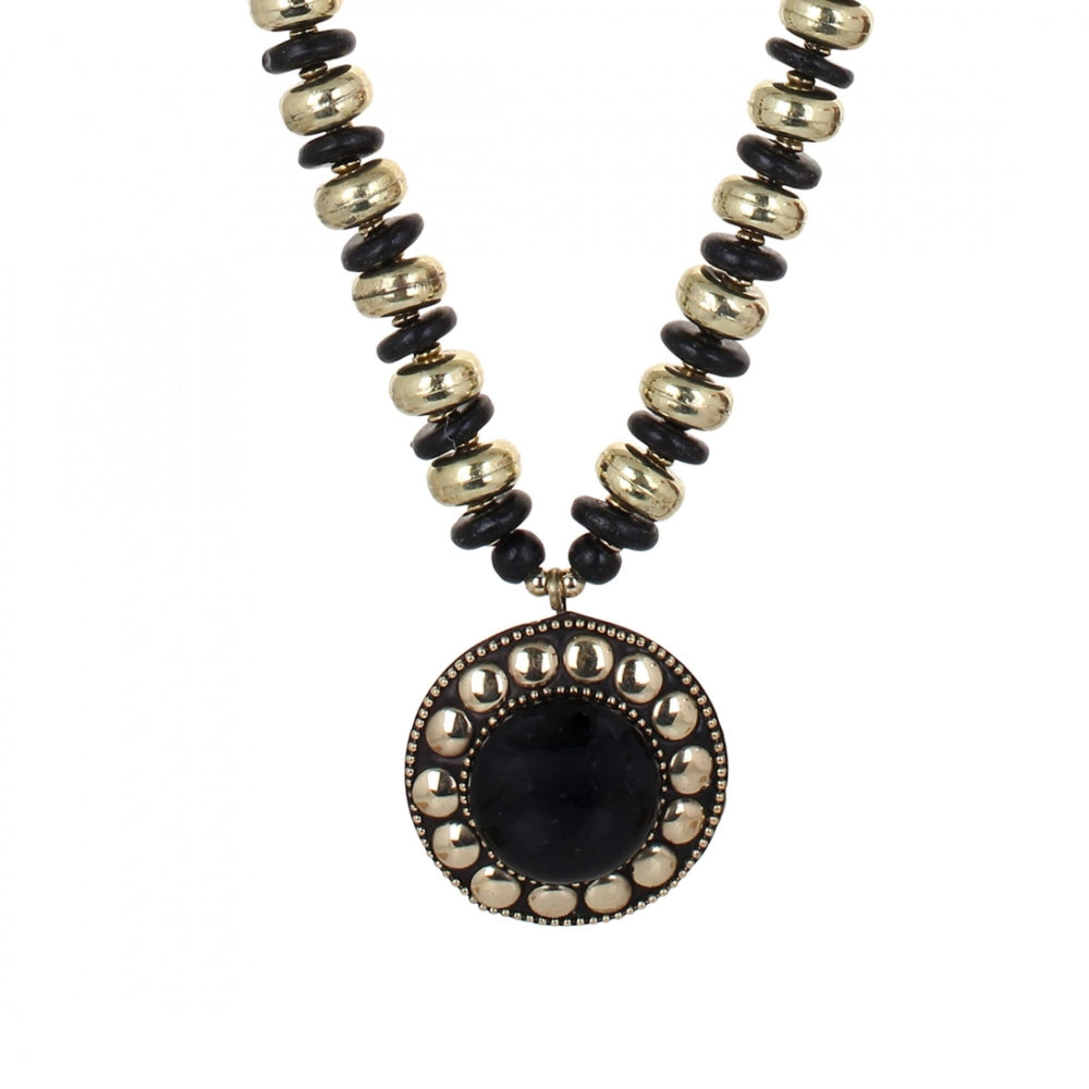 Golden and Black Color Designer Tibetan Style Beads Necklace