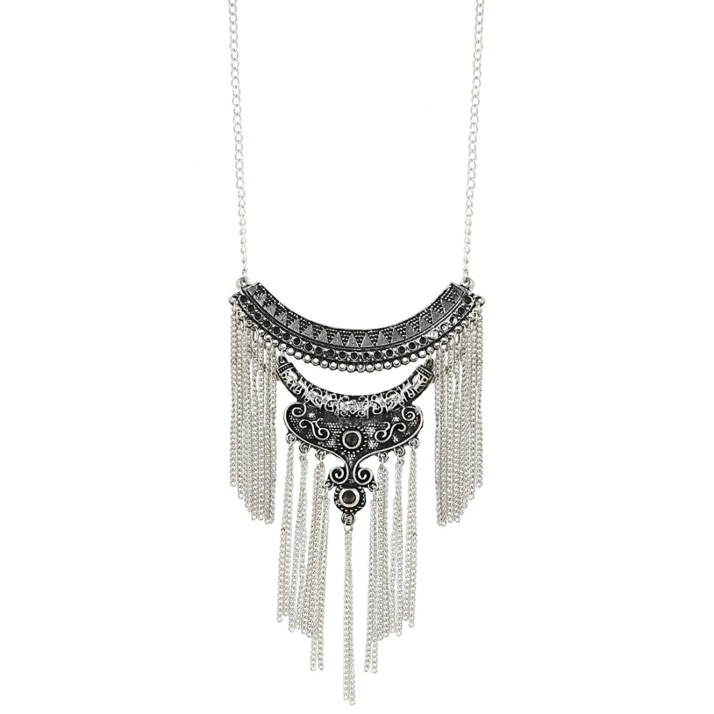 Oxidized Silver Designer Statement Necklace