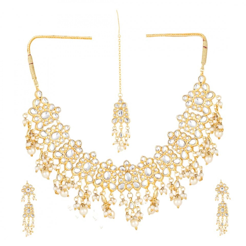 Designer High-Grade Kundan Necklace Set with Earrings and Maang Tikka