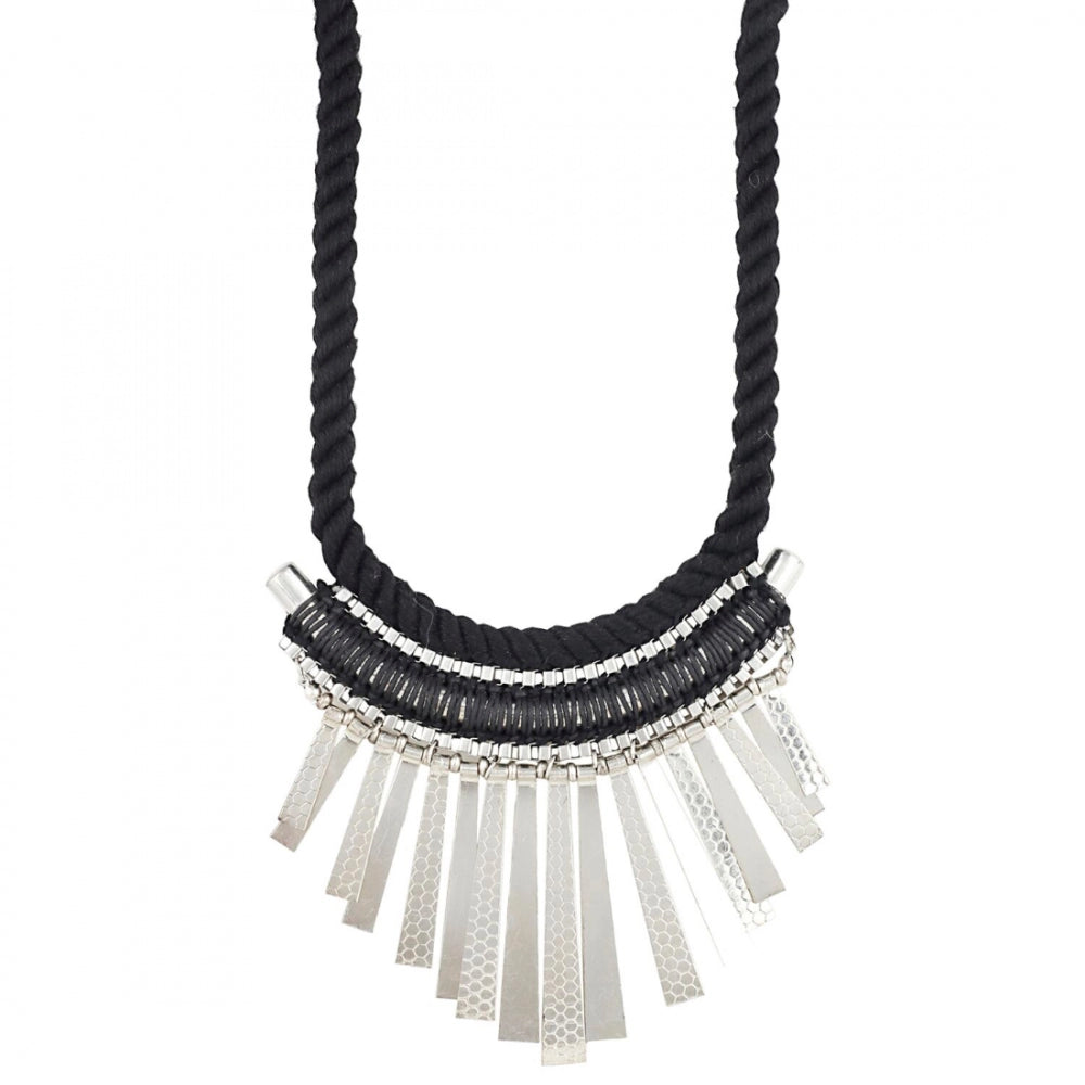 Designer Statement Black and Silver Necklace