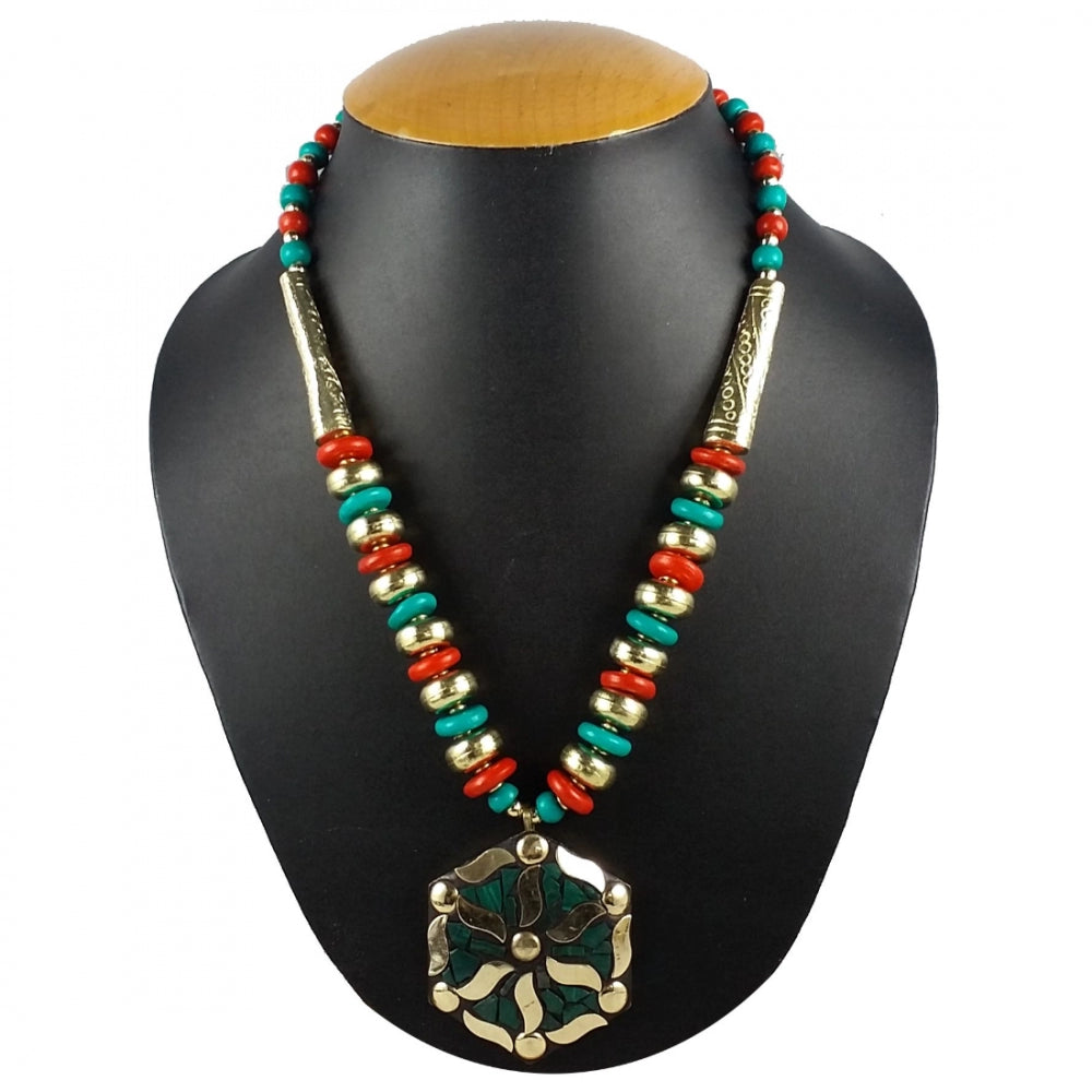 Designer Colourful Metal and Wooden Beads Necklace