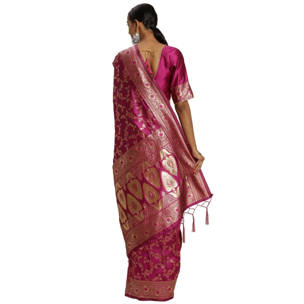 Amfyn Women's Banarasi Silk Saree (Pink, 5-6mtrs)