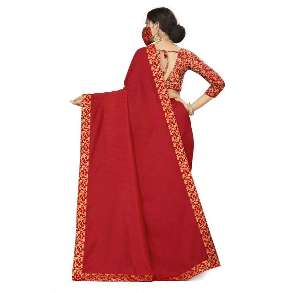 Amfyn Women's Silk Blend Saree (Red, 5-6mtrs)