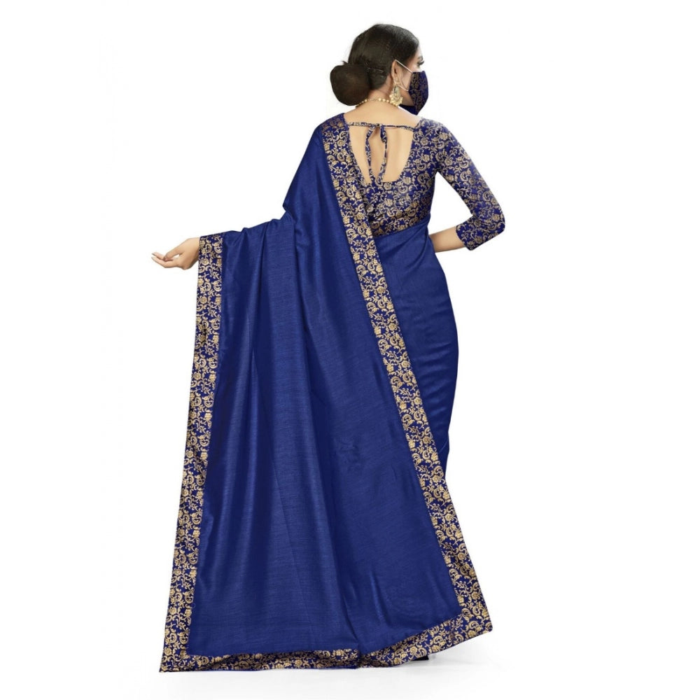 Amfyn Women's Silk Blend Saree (Neavy blue, 5-6mtrs)