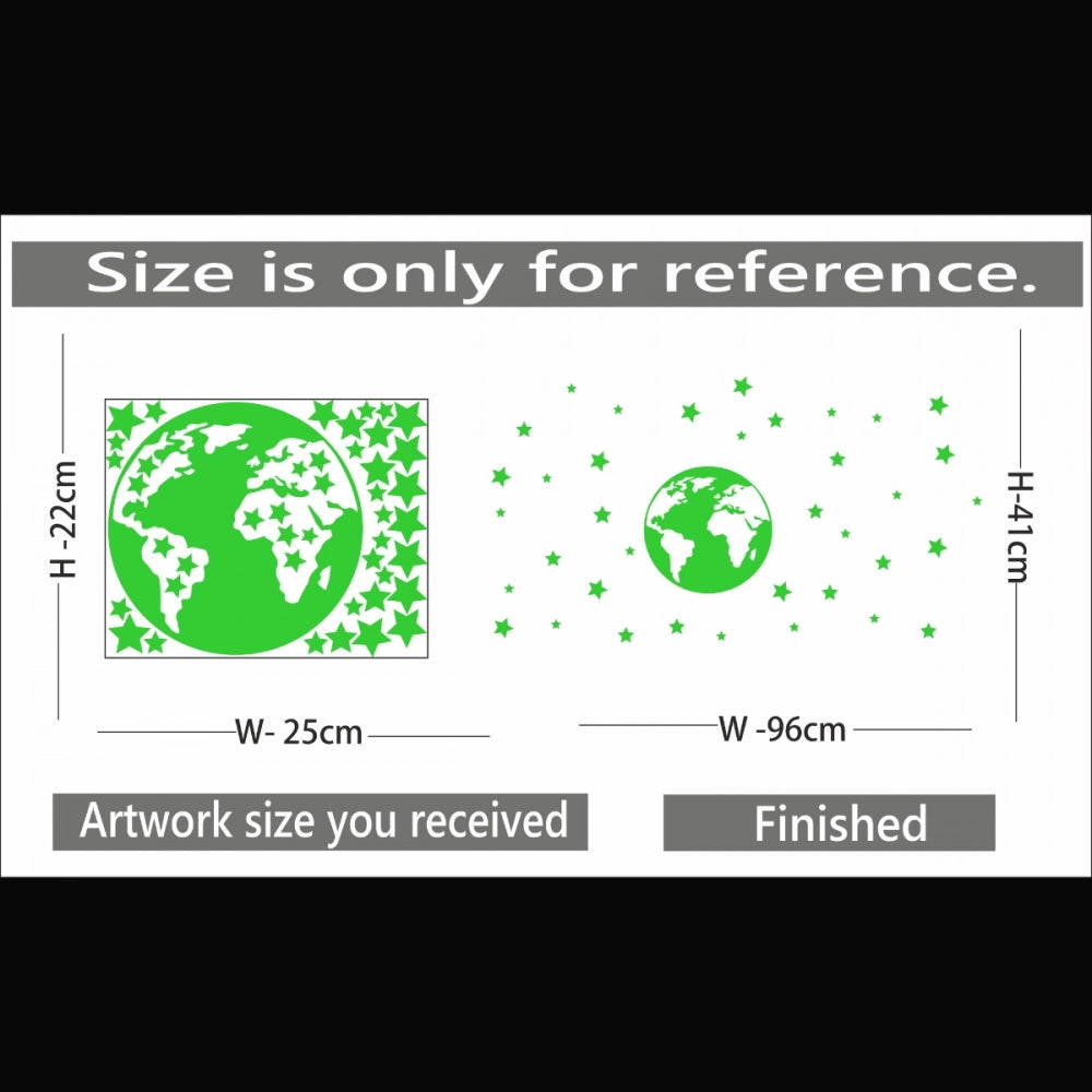 Amfyn Green Star And Earth Decorative Radium Sticker Wall Sticker
