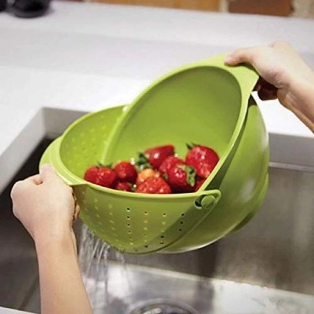 Fashion Pack Of 2_Plastic Drainer Fruit Vegetable Basket (Color: Assorted)