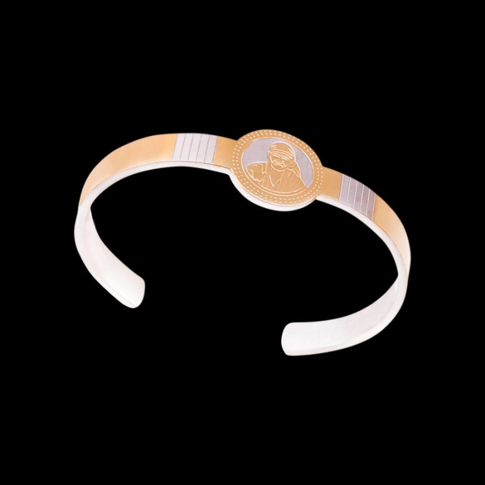 Fashion Stylish Gold Plated Free Size Kada Bracelet (Color: Gold)