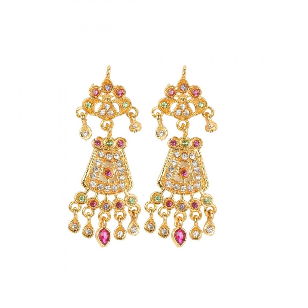 Fashion Gold-Plated And Jadau Choker Necklace With Earrings Set For Women