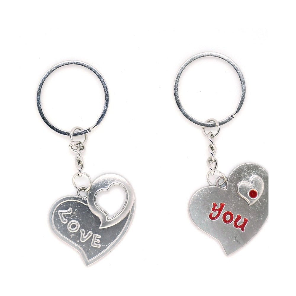 Amfyn Love You heartin with Couple Key Chain (Color: Assorted)