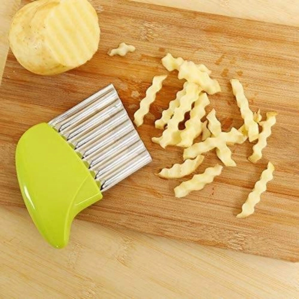Amfyn Pack Of_5 Wave Shape Stainless Steel Potato Cutter Slicer (Color:Assorted)