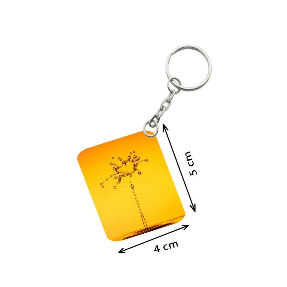 Amfyn Pack Of 3_ Water Drop One Side Printed Rectangle Designer Keychain (Orange)