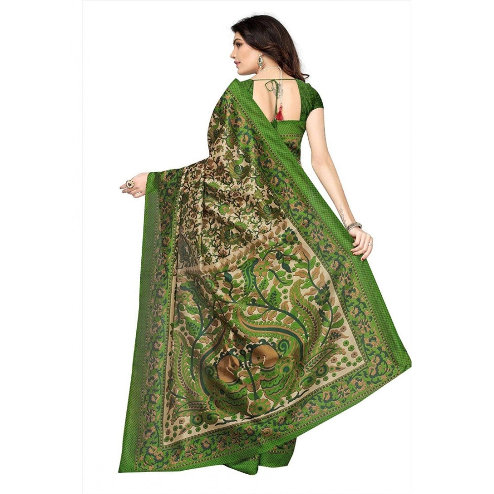 Amfyn Women's Art Silk Saree With Blouse (Green, 5-6mtrs)