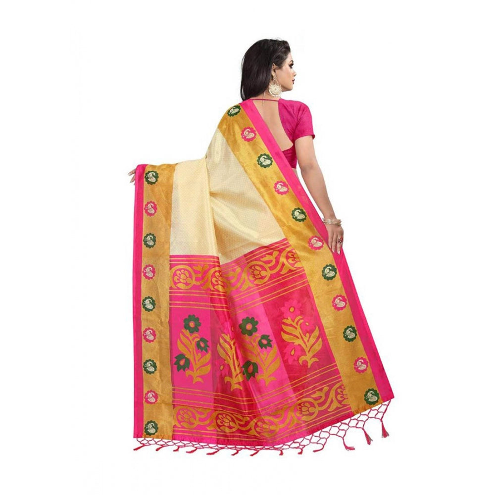 Amfyn Women's Art Silk Saree With Blouse (Multicolor, 5-6mtrs)