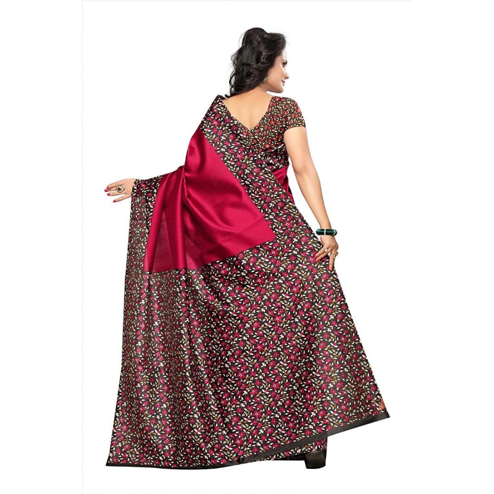 Amfyn Women's Art Silk Saree With Blouse (Red, 5-6mtrs)