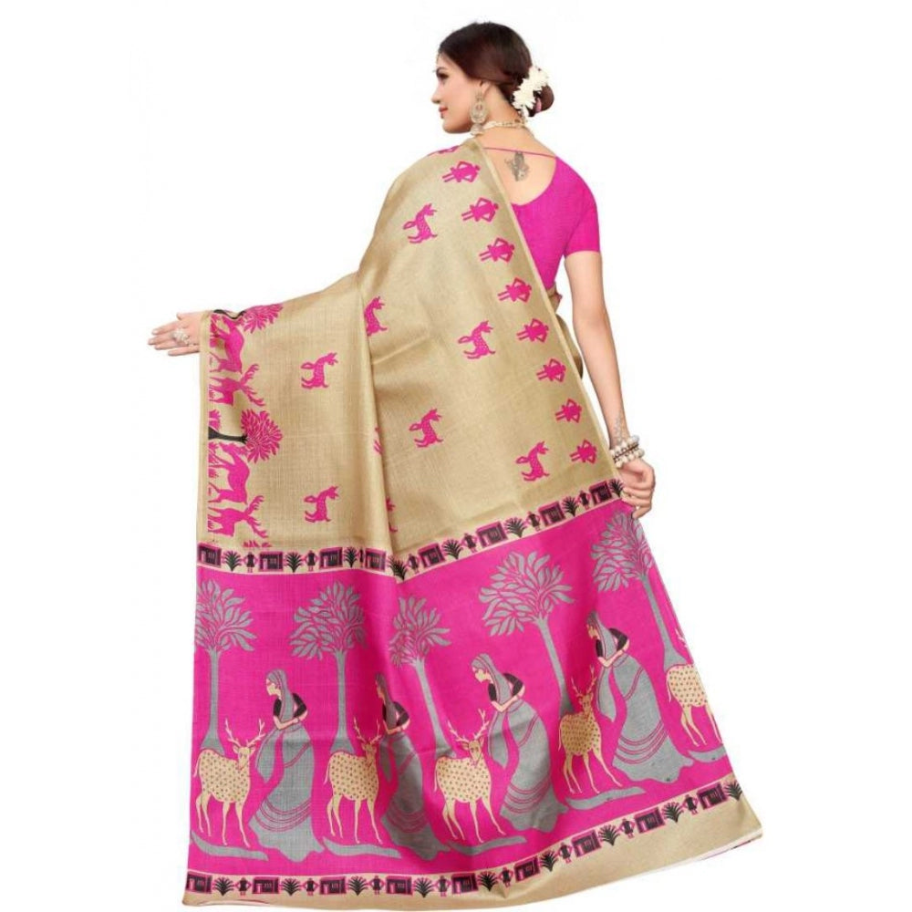 Amfyn Women's Khadi Silk Saree With Blouse (Multicolor, 5-6mtrs)