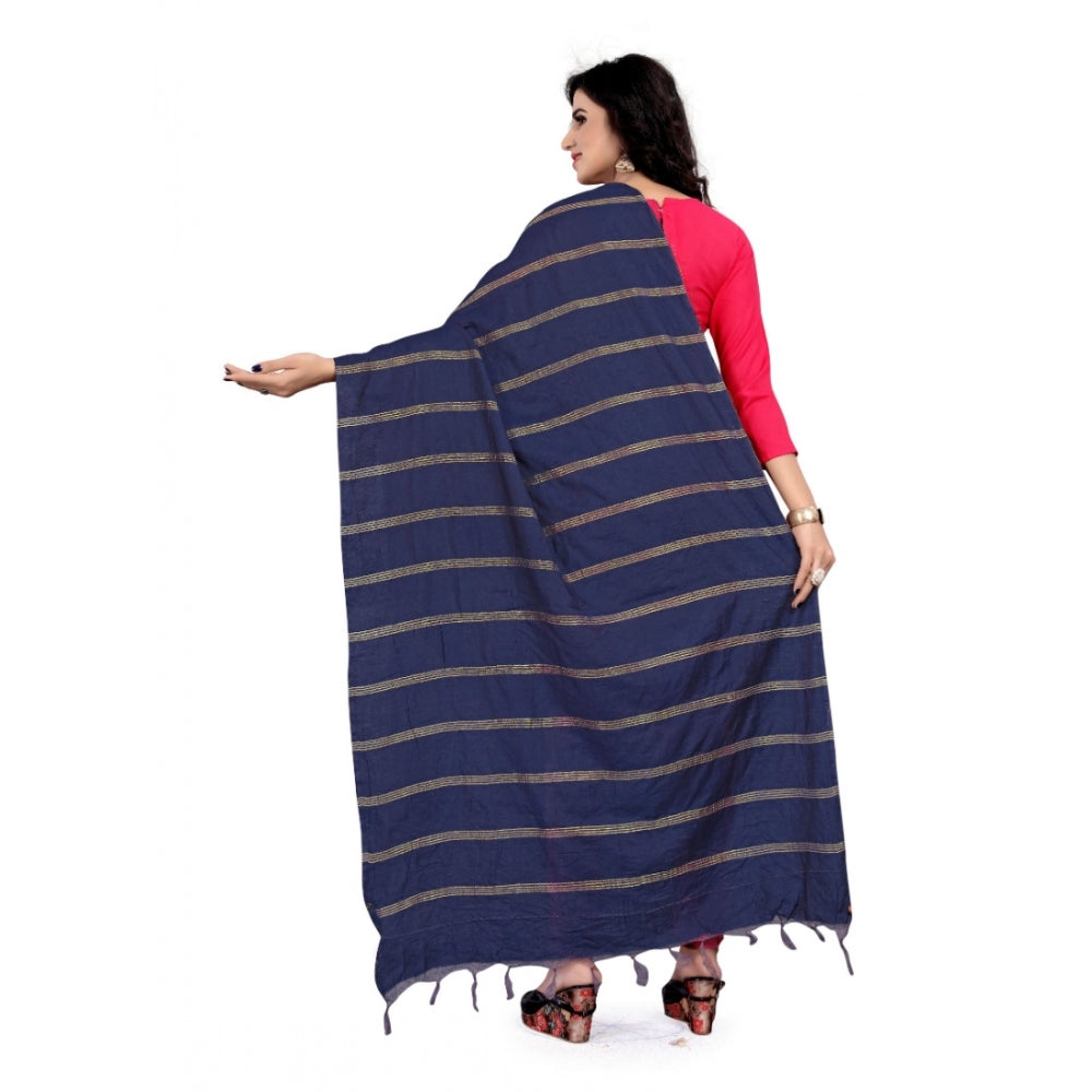 Amfyn Women's Cotton Jari Woven Work Dupatta (Blue, Length:2-2.4 mtr)