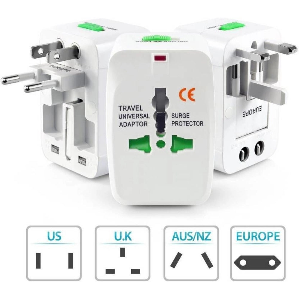 Fashion Universal Travel Adapter with 125V 6A, 250V Surge_Spike Protected Electrical Plug White (White)