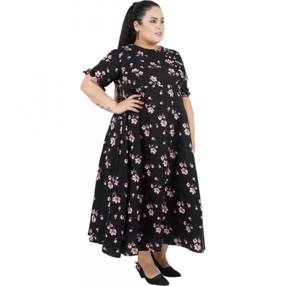 Amfyn Women's Maxi Black Dress (Color:Black, Material:Poly Crepe)