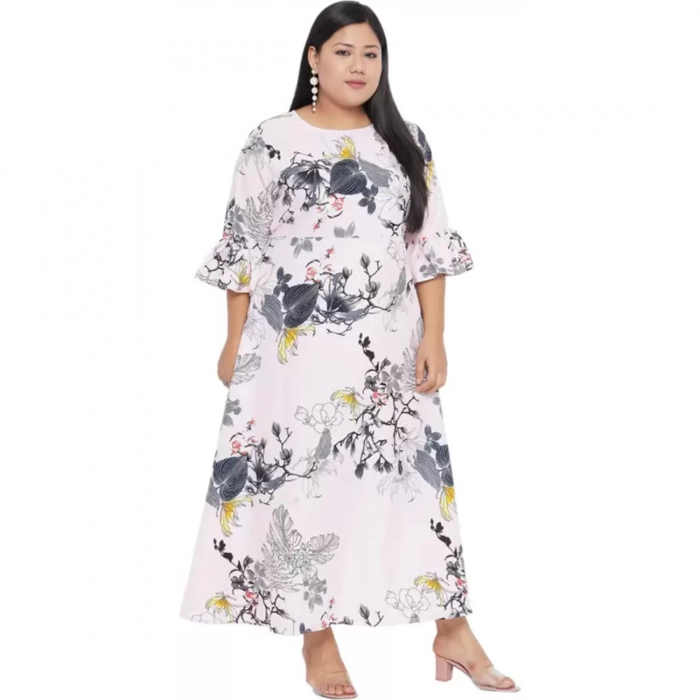 Amfyn Women's Fit And Flare White Dress (Color:White, Material:Polyester)