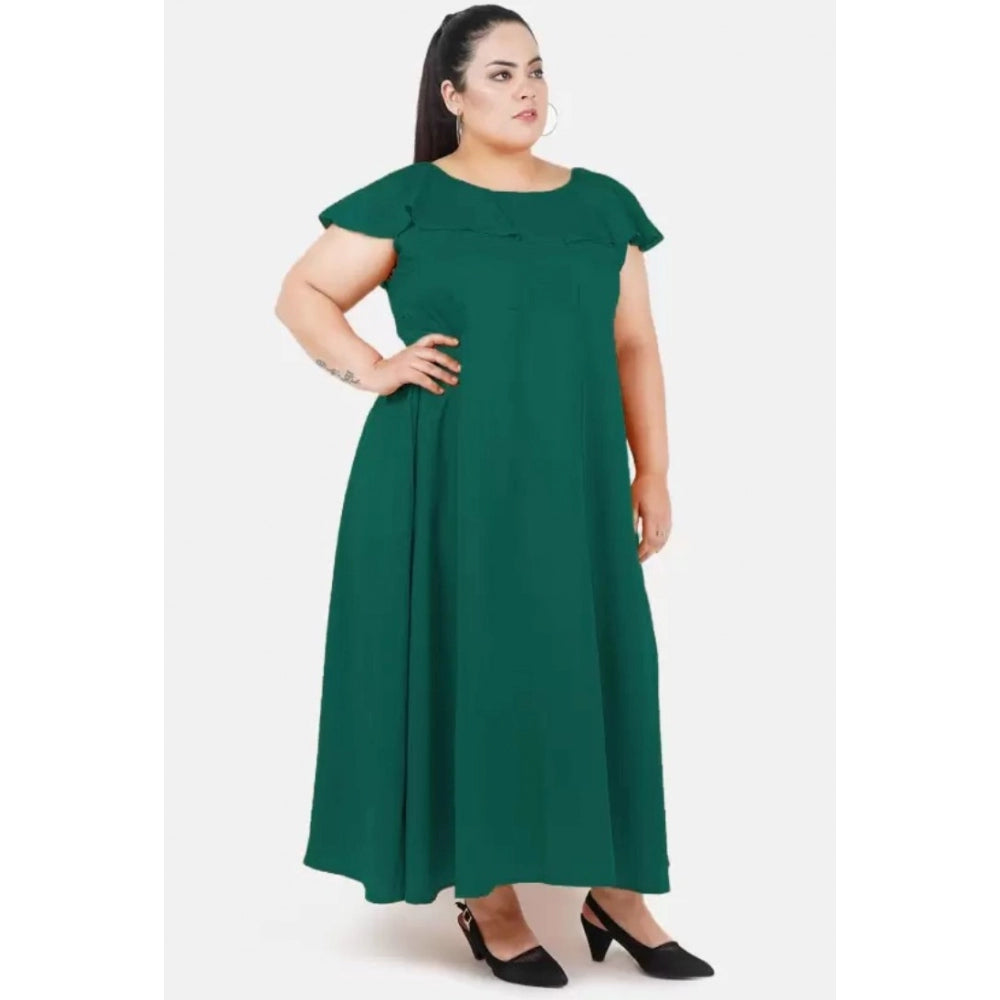 Amfyn Women's Fit And Flare Green Dress (Color:Green, Material:Polyester)