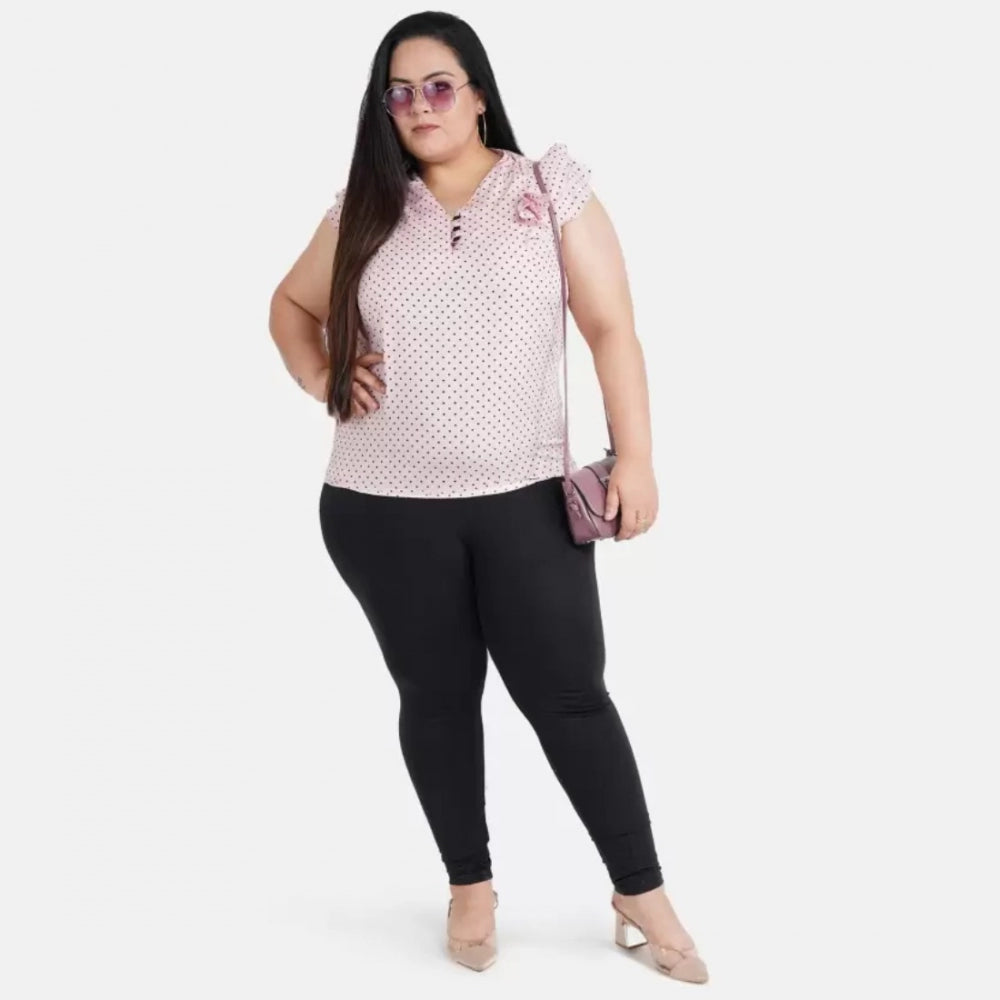 Amfyn Women's Casual Flared Sleeve Printed Pink Top (Color:Pink, Material:Crepe)