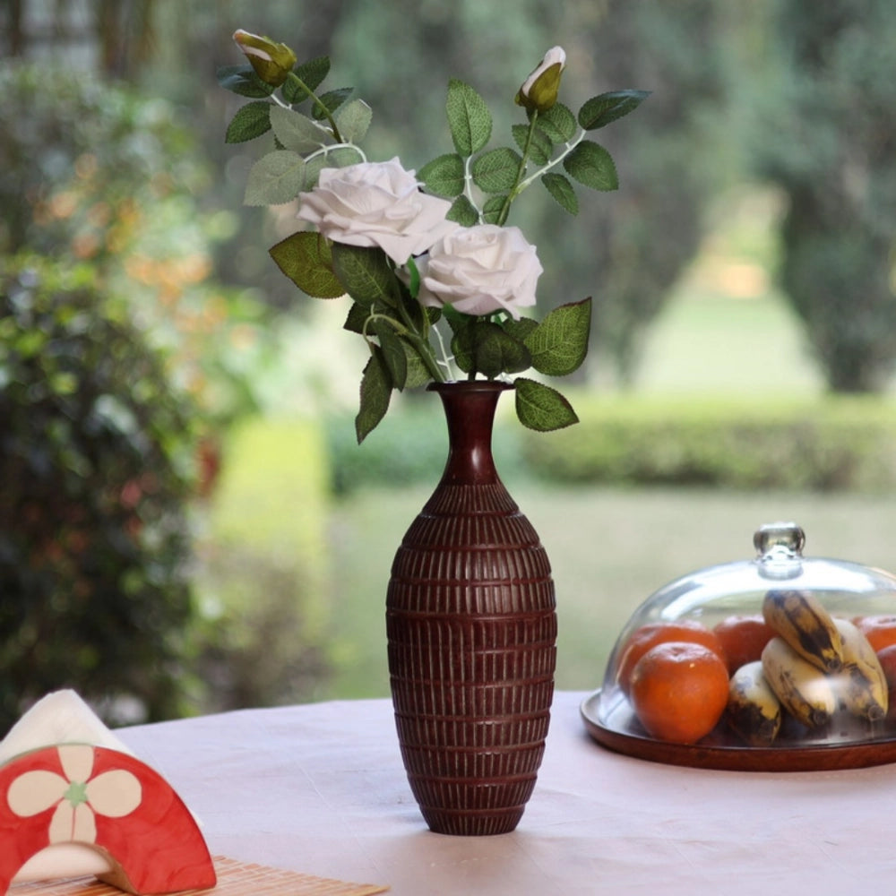 Amfyn Pack Of_2 Artificial White Velvet Rose Flower Stem With Bud For Home Decoration (White, Material:Silk, Polyester)