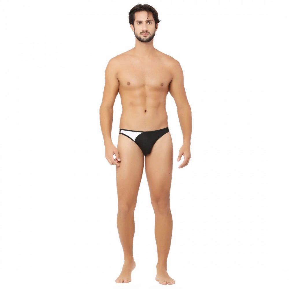 Amfyn Men's Cotton Spandex Lace Thong Consists Of Two Strings Underwear (Black And White)