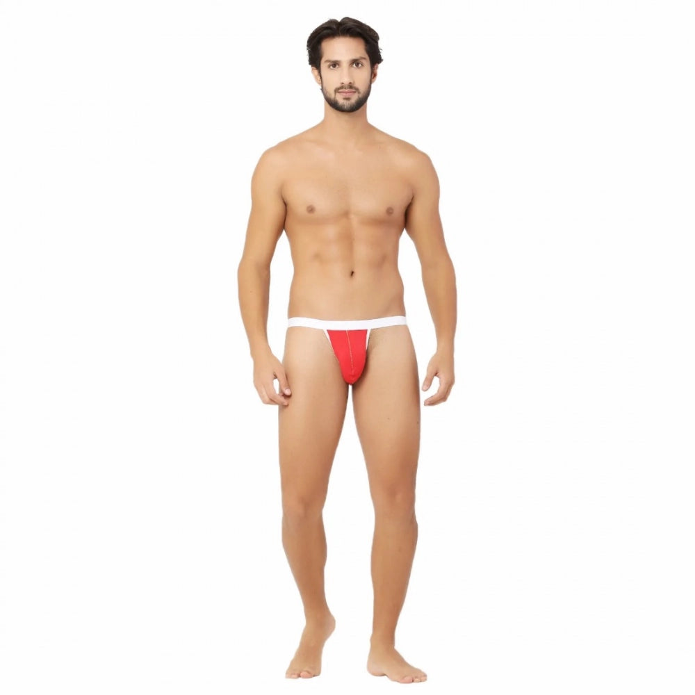 Amfyn Men's Cotton Spandex Sexy Underwear (Red And White)