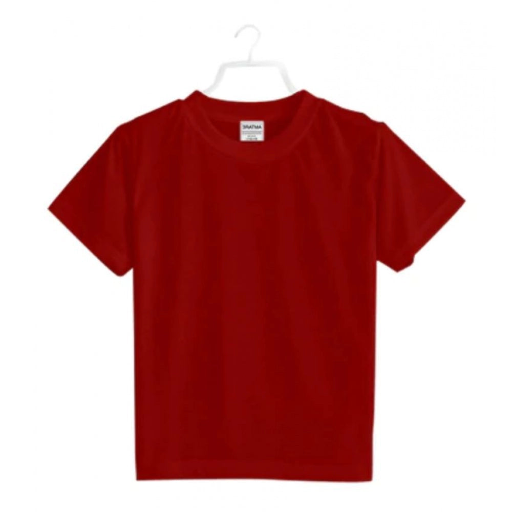 Amfyn Boys Cotton Plain Half Sleeve TShirt (Maroon)