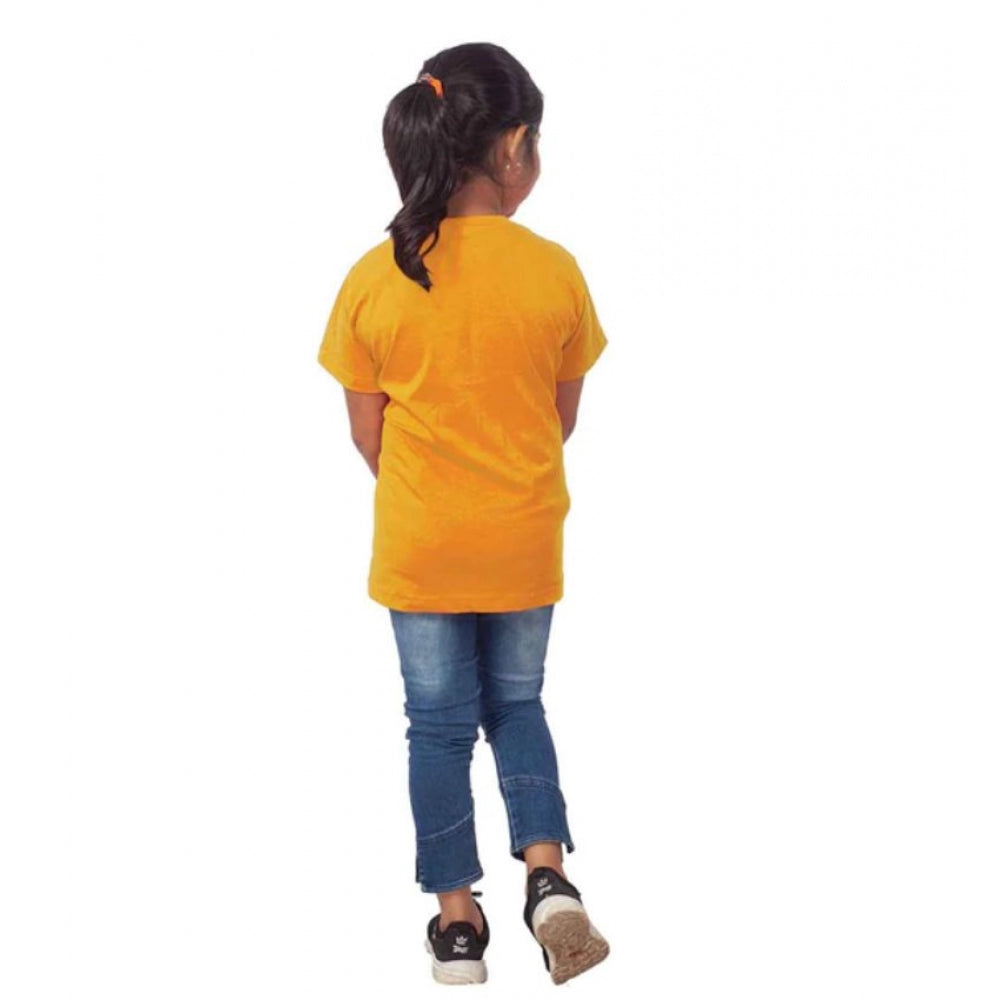 Amfyn Girls Cotton Snow Board Half Sleeve TShirt (Mustard)