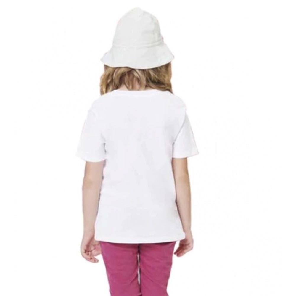Amfyn Girls Cotton Akashi Half Sleeve TShirt (White)