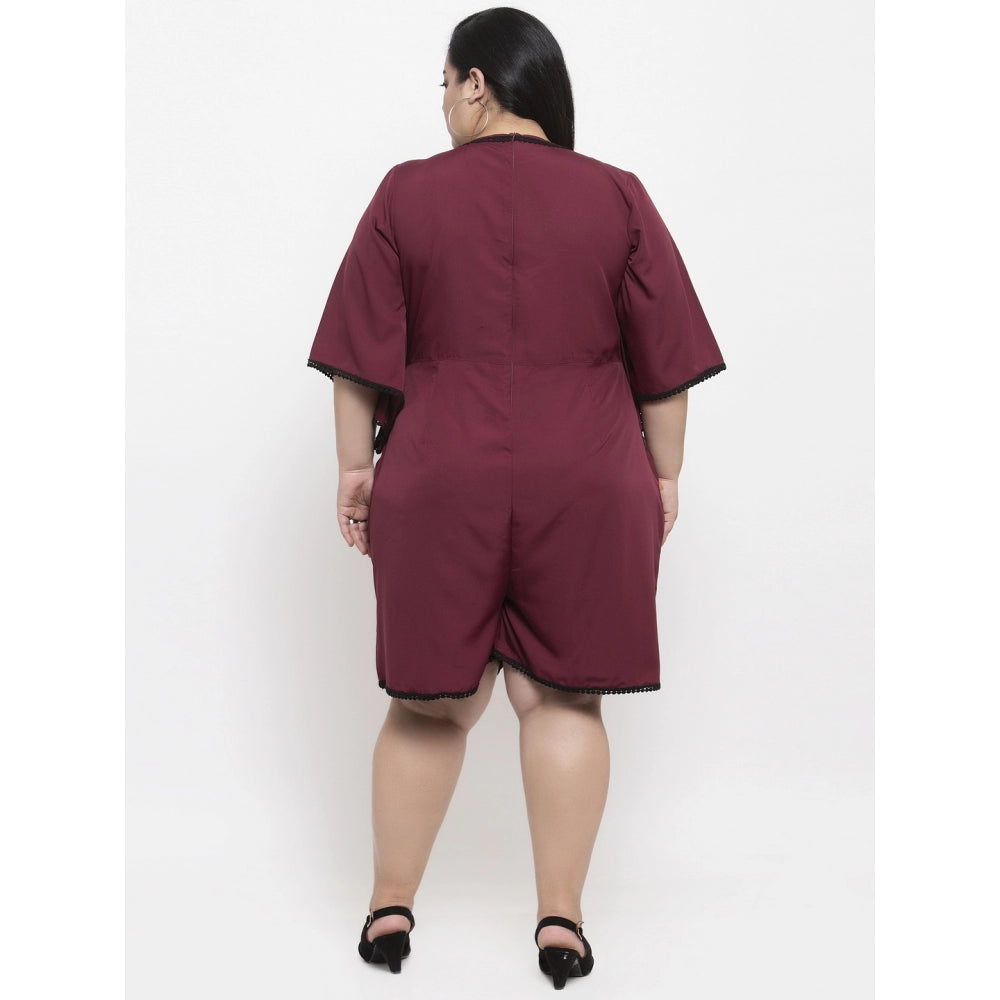 Amfyn Women's Crepe Solid Knee Length Fit and Flare Dress (Brown)