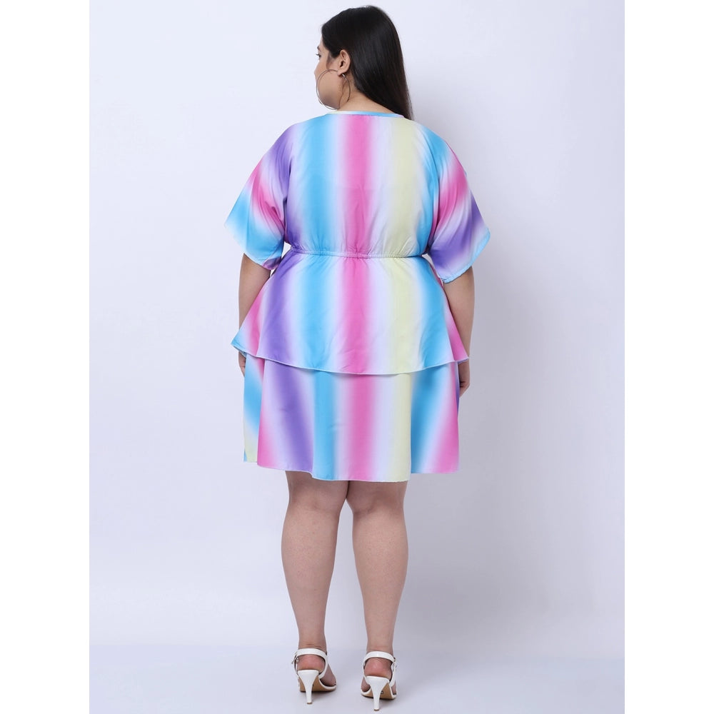 Amfyn Women's Crepe Printed Knee Length Fit and Flare Dress (Multicolor)